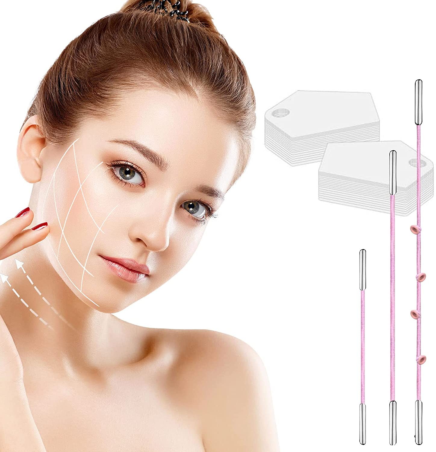 Face Lift Tape, 40 Pieces Invisible Facial Tape, High Elasticity and Waterproof Instant Face Lift Tape